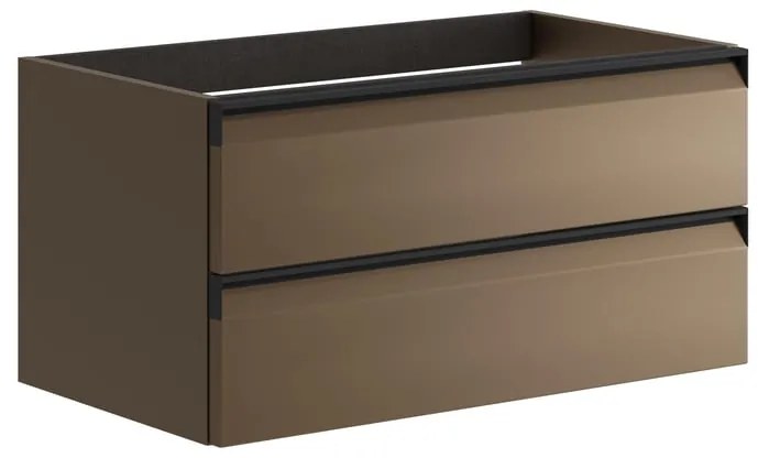 Mobile da bagno sospeso sotto lavabo L 79.5 x H 40 x P 45.5 cm giallo opaco, 2 cassetti Fusion