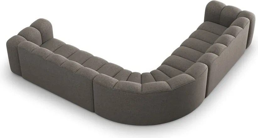 Divano angolare componibile grigio scuro con rivestimento in ciniglia Lupine – Micadoni