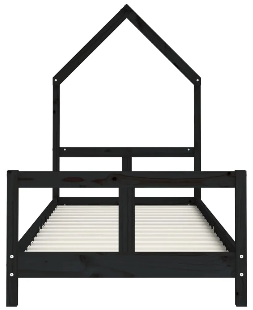 Giroletto per bambini nero 80x200 cm in legno massello di pino