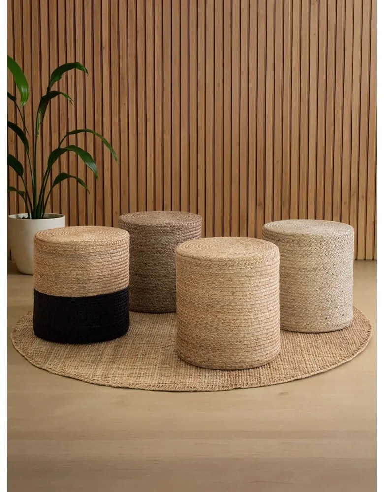 Poggiapiedi nero e colore naturale Juta Gold Black – Hanse Home