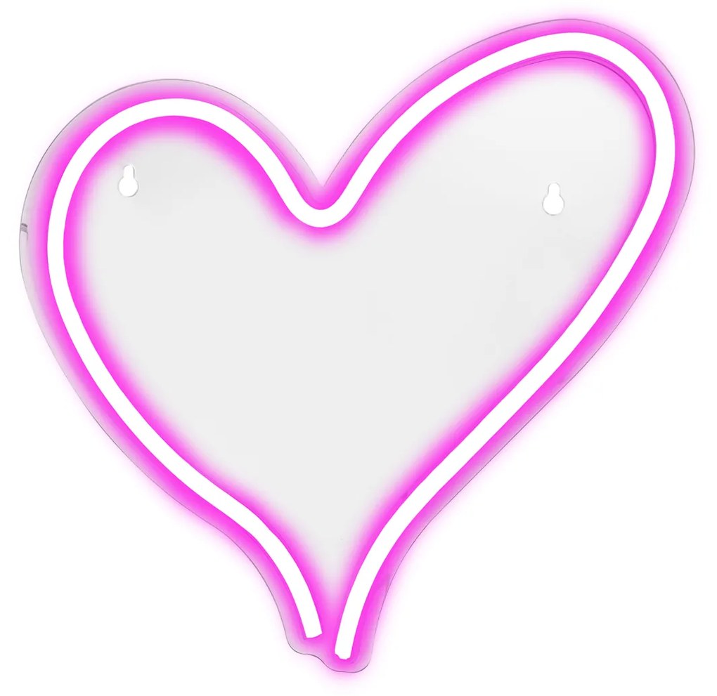 Insegna neon Cuore rosa da parete usb