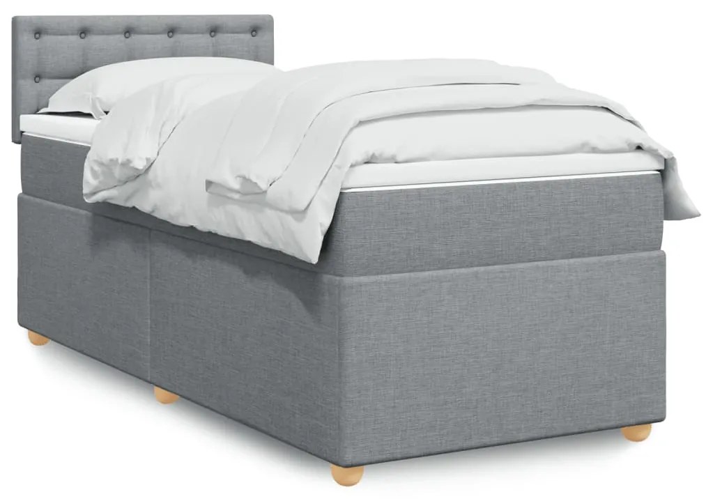 Giroletto A Molle Con Materasso Grigio Chiaro 90x190 Cm Tessuto /