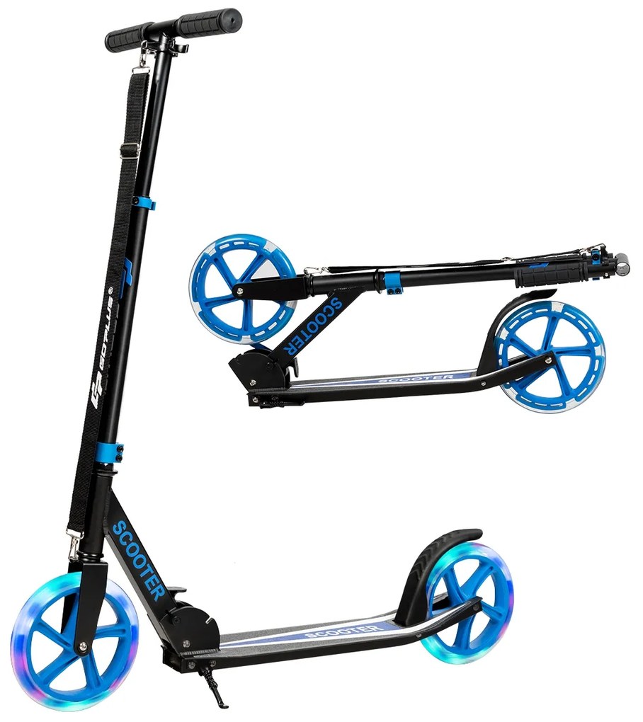 Costway Monopattino con pedana in alluminio, Manubrio regolabile in 3 posizioni e cinghia, Blu