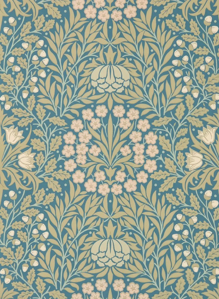 Morris & Co Carta da parati Daisy & Oak - Powder Blue/ Blush