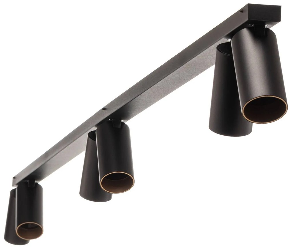 Nowodvorski Lighting Faretto da soffitto Mono VI, nero/oro, 6 luci
