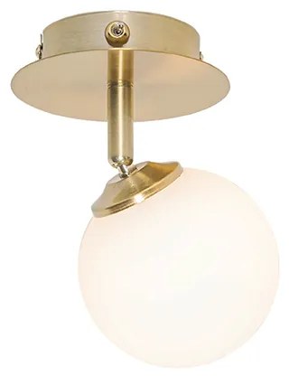 Faretto moderno oro con vetro opalino con interruttore - Athens