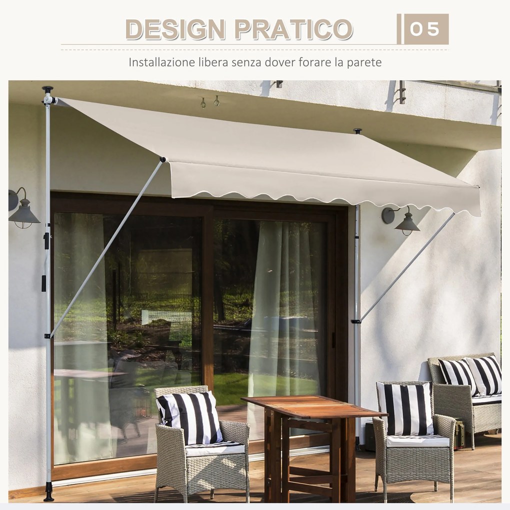 Tenda da Sole Avvolgibile 4x1,2m Autoportante Bianca...