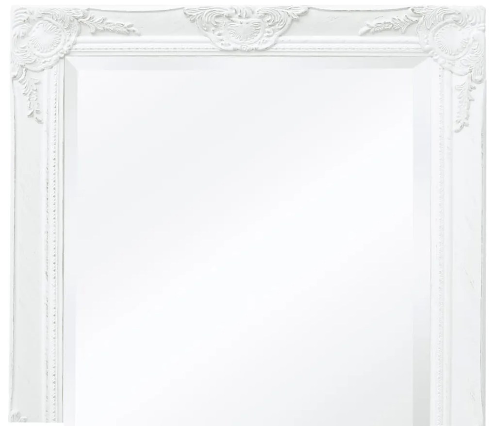 Specchio da Parete Stile Barocco 100x50 cm Bianco