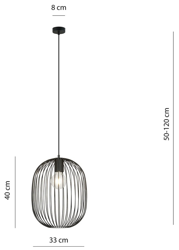 Sospensione Minimal Lugh 1 Luce In Acciaio Nero