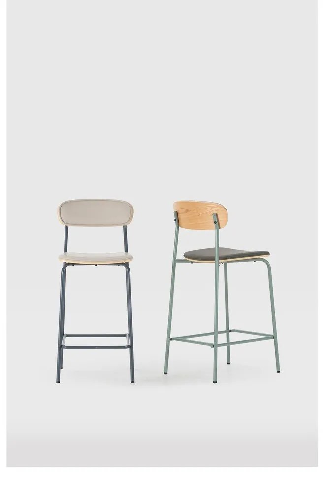 Set di sbagelli da bar beige in imbottito 2 pz (altezza della seduta 65,5 cm) Saula – Marckeric