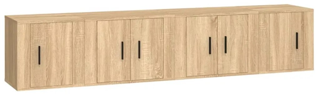 Set di mobili porta tv 4 pz rovere sonoma in legno multistrato