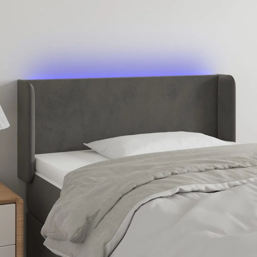 Testiera A Led Grigio Scuro 103x16x78/88 Cm İn Velluto /
