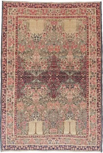 Antik Floreale Rosso Scuro Avorio 138x206 Cm