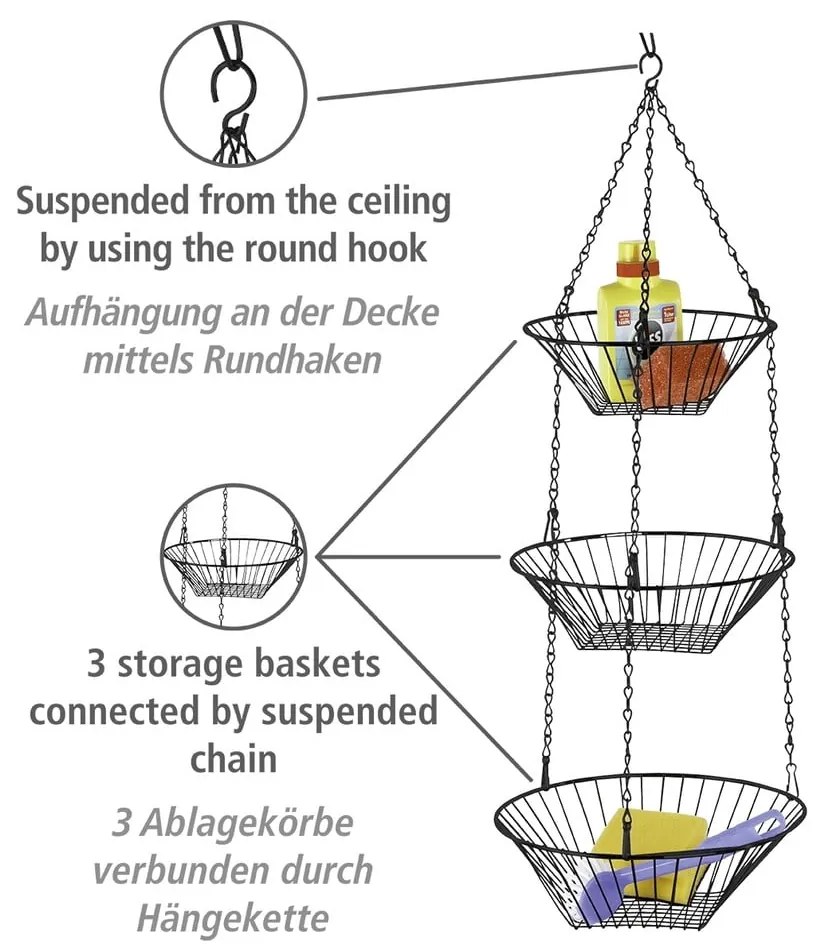Cesto di frutta sospeso in metallo Trio - Wenko