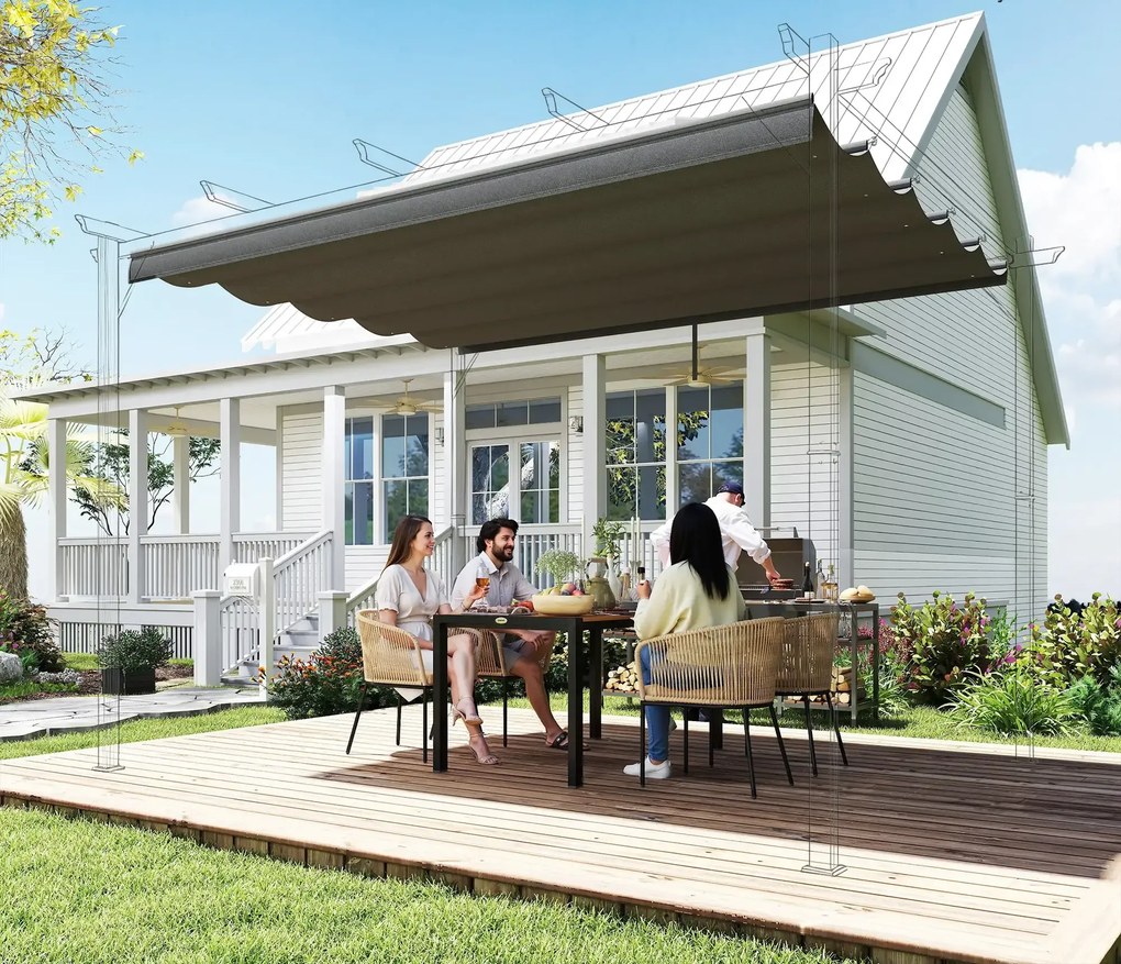 Telo di Ricambio per Pergola da Giardino 350x260 cm in Poliestere Grigio Scuro...