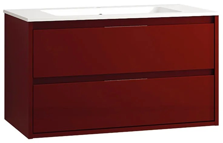 Base per mobile bagno Loto 2 cassetti 2 ante P 45.5 x L 89 x H 50 cm laccato lucido rosso