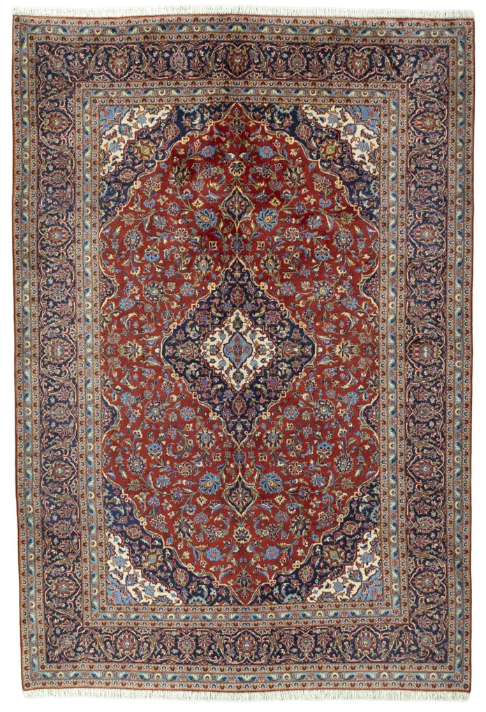 Kashan Tappeto 210 x 300 Rosso (Iran) Annodato A Mano