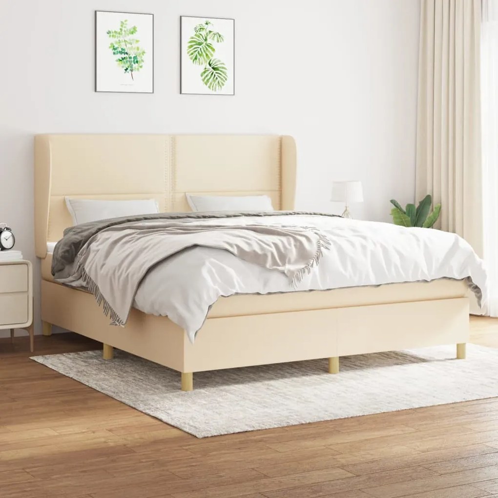 Giroletto A Molle Con Materasso Crema 160x200 Cm İn Tessuto /