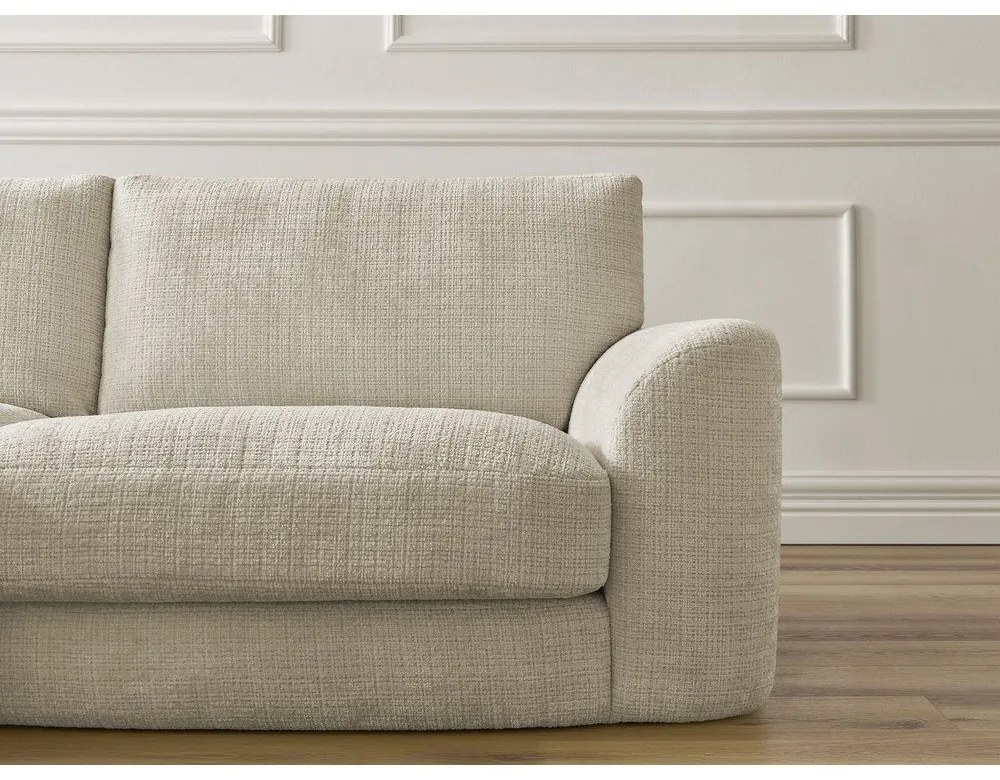 Divano angolare beige (con penisola a sinistra/con chaise lounge) con rivestimento in ciniglia Leonore – Bobochic Paris