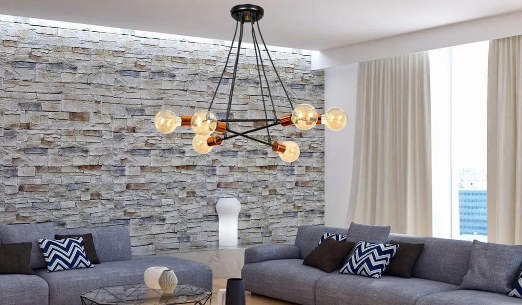 Lampadario a Sospensione BRAVO 6 BLACK