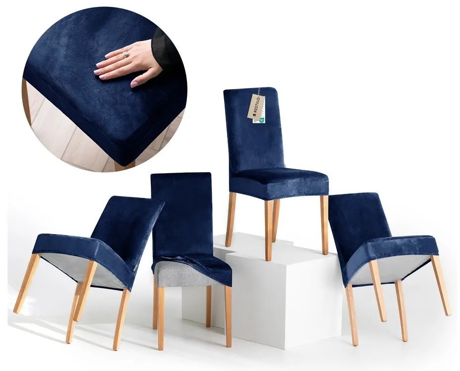 Set di coprisedia blu con rivestimento elastico per sedie 4 pz 48 cm Sento – Restilo