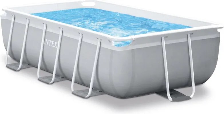 Intex 26784NP – Piscina Fuori Terra Prisma Frame Rettangolare, Pompa Filtro 2006 L/h, Scaletta, 3539 L, Acciaio e PVC, Grigio, 300x175x80 cm