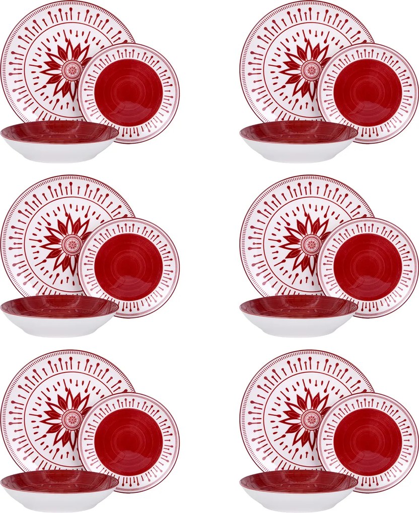 Servizio 18 piatti porcellana Mistral rosso