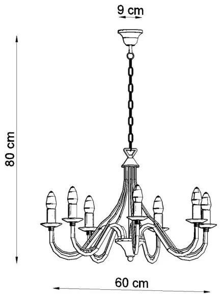 Lampadario a sospensione con catena MINERWA 7 7xE14/40W/230V nero