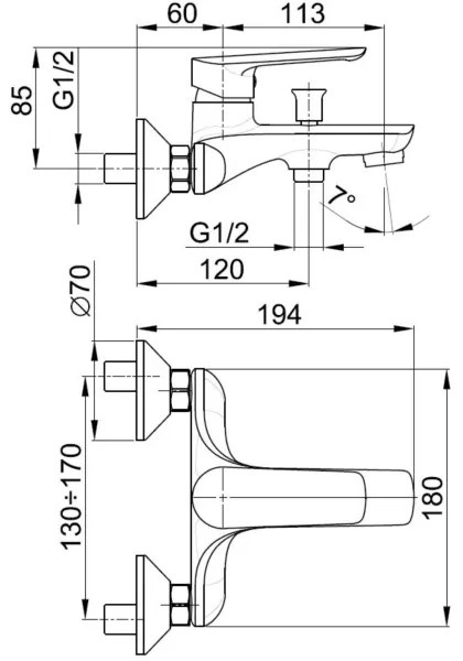 KFA Armatura 5024-010-00 - Rubinetto vasca da bagno TANZANIT cromo lucido