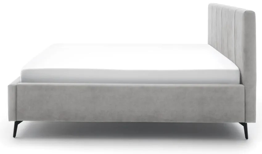 Letto matrimoniale imbottito grigio chiaro con contenitore con rete inclusa 180x200 cm Lizzano – Meise Möbel