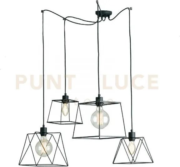 Lampadario a sospensione brooklyn poligonale nera 4 luci attacco e2...