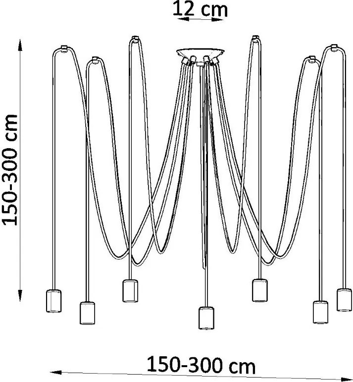 Lampadario a Sospensione 7xE27 EDISON 7 in Acciaio Nero