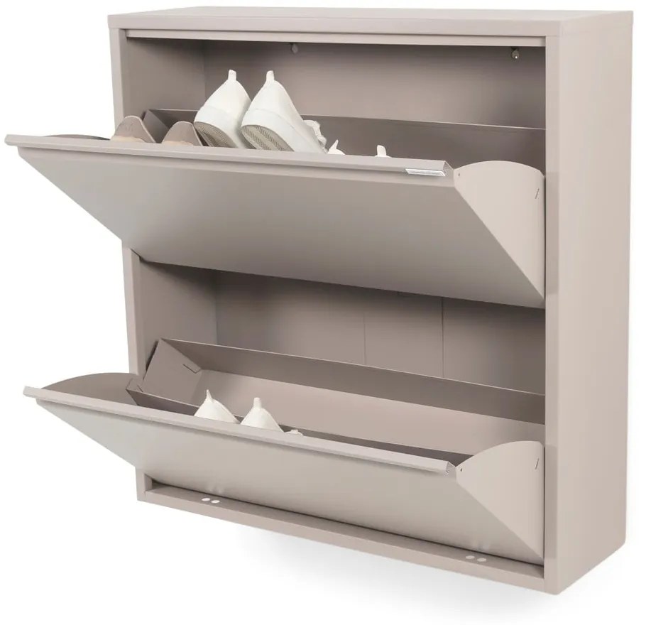 Scarpiera grigio tortora in metallo con ante ribaltabili 75x77,5x22,5 cm Billy – Spinder Design