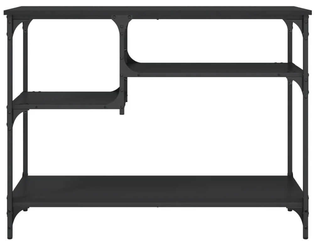 Tavolino consolle con ripiani nero 100x35x75 cm