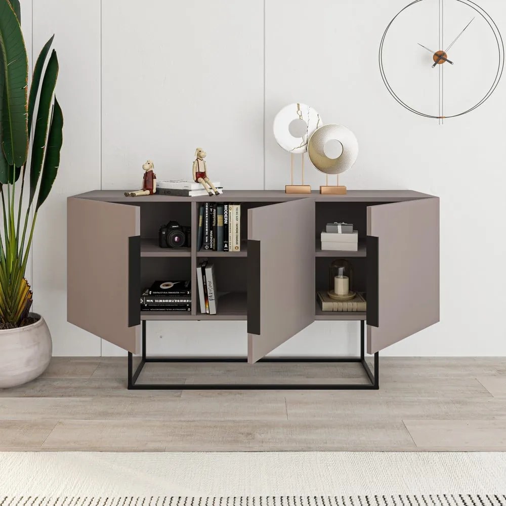 Cassettiera bassa grigio-beige 150x80 cm Titan - Marckeric