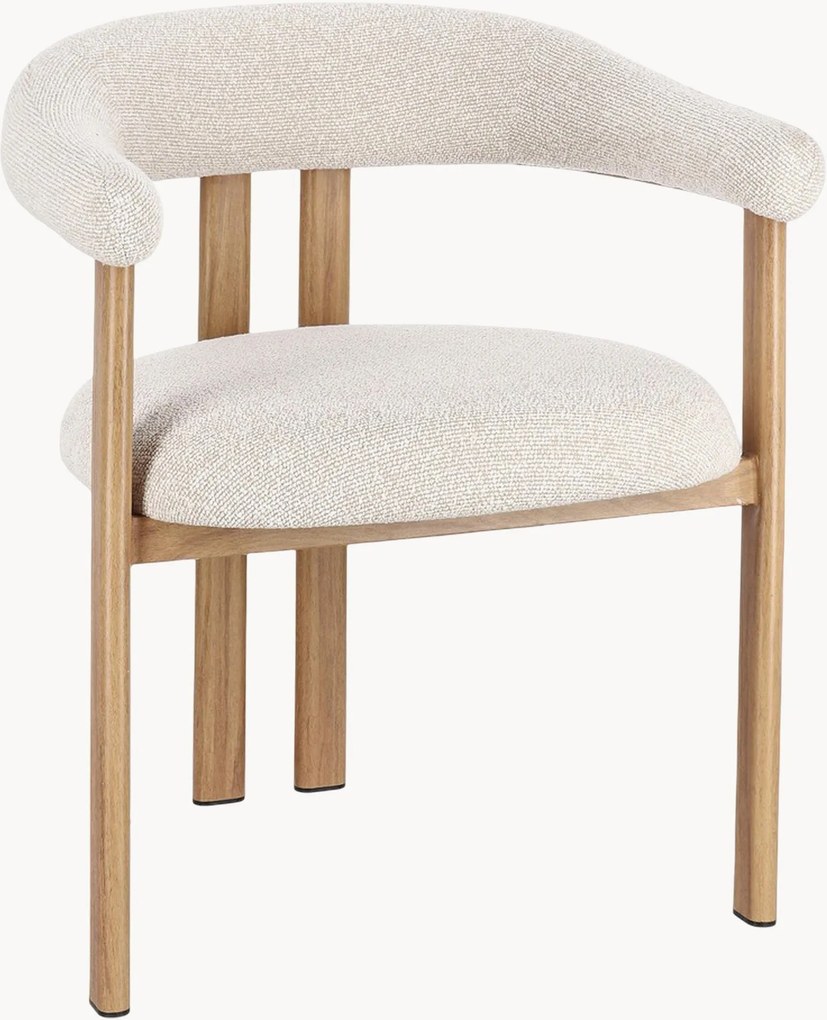 Set di 2 sedie con braccioli in bouclé con gambe effetto legno Giuditta