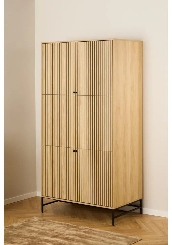 Armadio effetto rovere in colore naturale 99x200x60 cm Albany - Actona