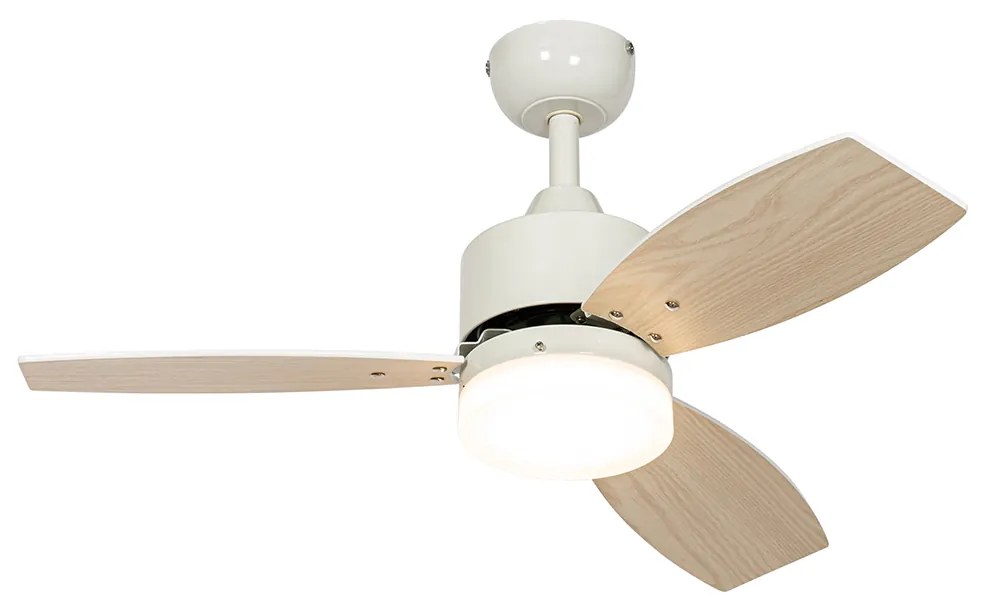 Ventilatore da soffitto bianco con LED incluso e telecomando IP44 - Toledo