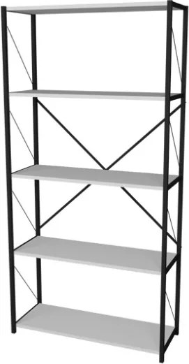 Libreria 5 Ripiani Stile Industrial 88x34x180 Jacob Bianco