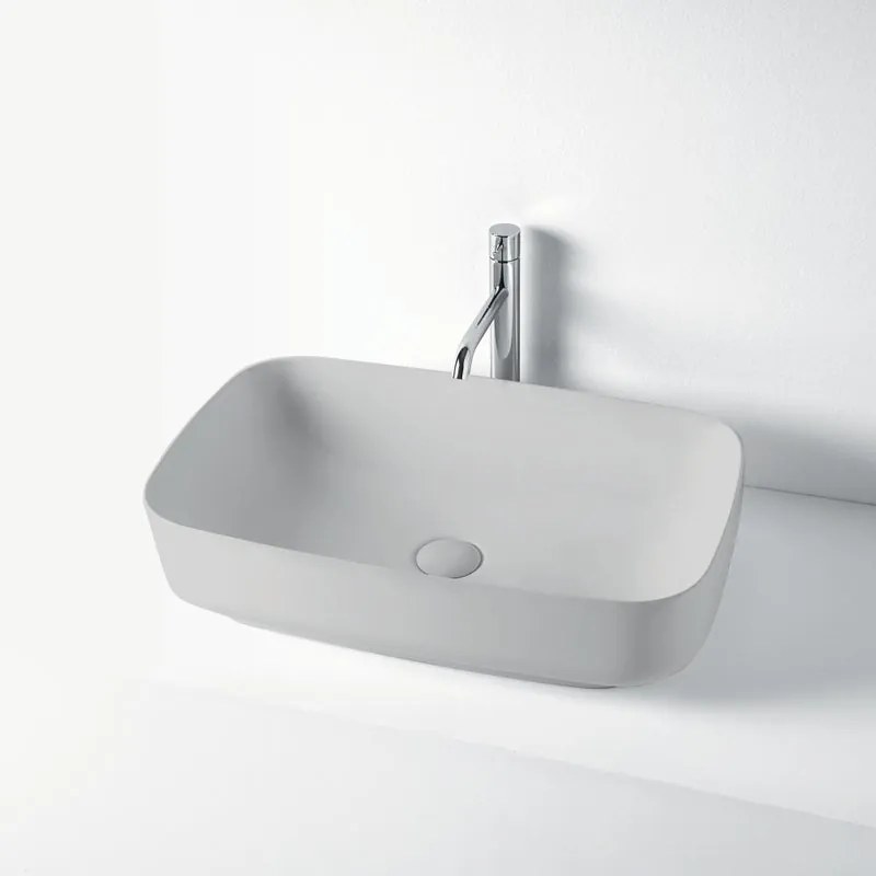 Lavabo da appoggio Arredo rettangolare in ceramica L 60 x H 15 x P 38 cm grigio