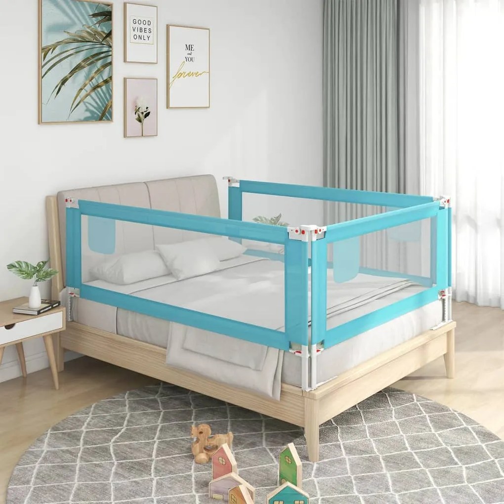 Sponda Letto Di Sicurezza Per Bambini Blu 160x25 Cm İn Tessuto /