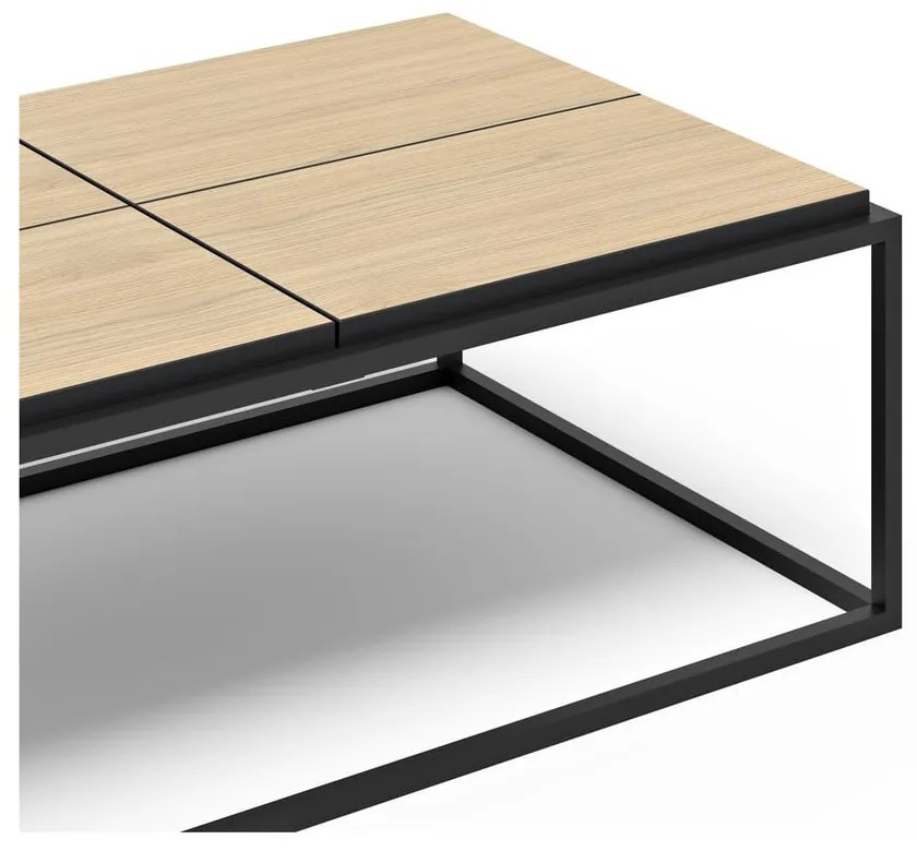 Tavolino con piano in rovere nero e naturale 75x120 cm Douro - TemaHome