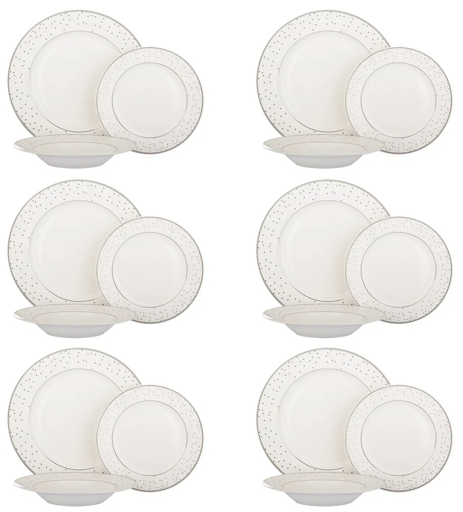 Set piatti Stardust in new bone china, da 18 pezzi