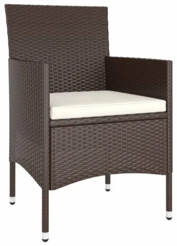 Set Bistrot Giardino 5 pz Polyrattan e Vetro Temperato Marrone