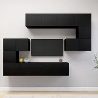 Set Mobili TV 8 pz Nero in Truciolato 3078828