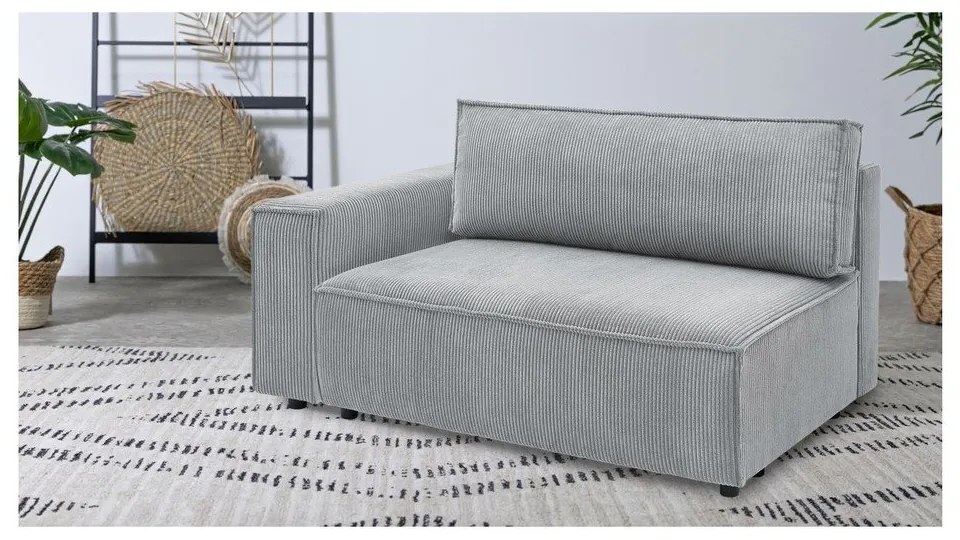 Modulo divano in velluto a coste grigio chiaro, angolo sinistro Nihad modular - Bobochic Paris