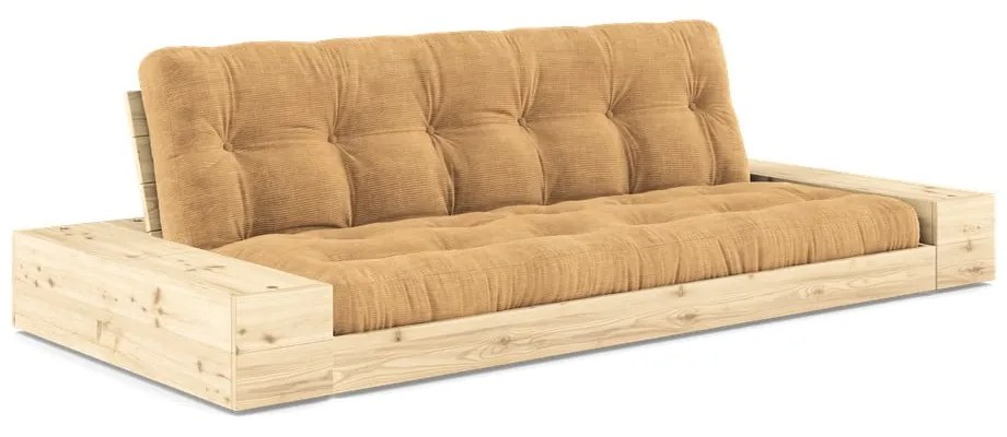Divano letto in velluto a coste marrone chiaro-senape 244 cm Base - Karup Design