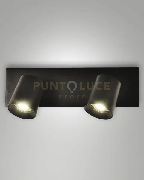 Modo  spot nero 2 luci alluminio spazzolato orientabile  attacco gu...