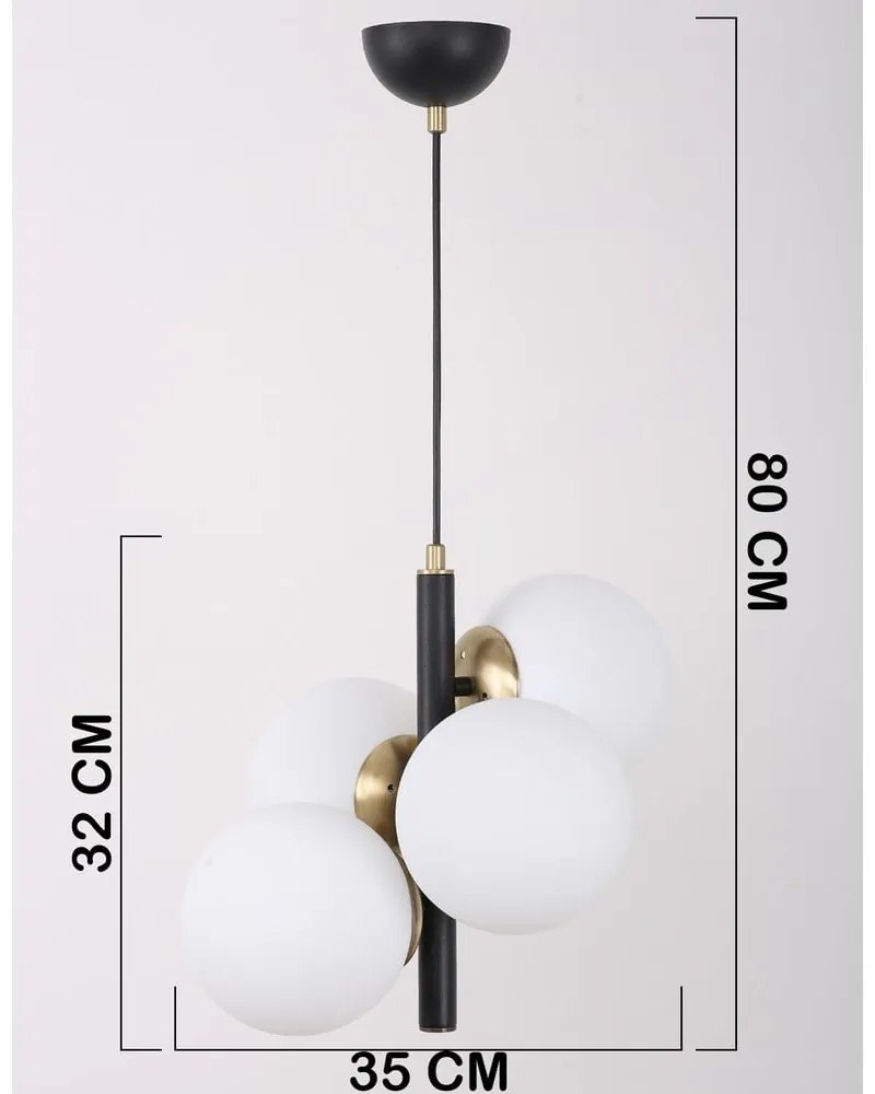 Lampada a sospensione bianca e nera con paralume in vetro ø 15 cm Forte - Squid Lighting