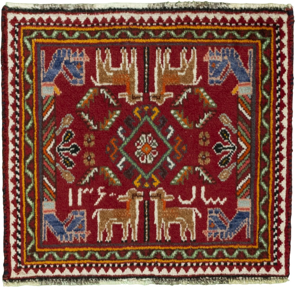Shiraz Tappeto persiano 50 x 50 Rosso (Iran) Annodato A Mano